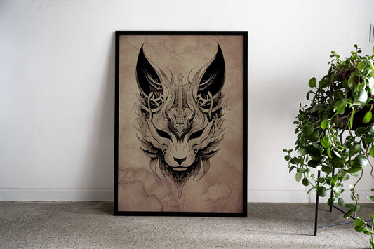 Kitsune Mask Stained No2 Asian Style Poster | Wall Art for Home & Office | High-Quality Print - High-Quality Visual Display