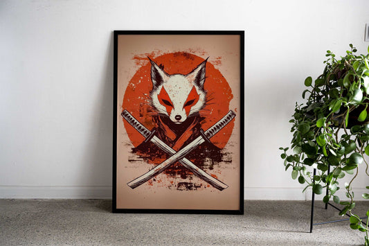 Kitsune Samurai Asian Style Poster | Wall Art for Home & Office | High-Quality Print - High-Quality Visual Display