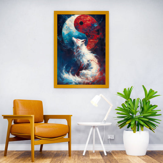 Kitsune Yin and Yang Asian Style Poster | Wall Art for Home & Office | High-Quality Print - High-Quality Visual Display