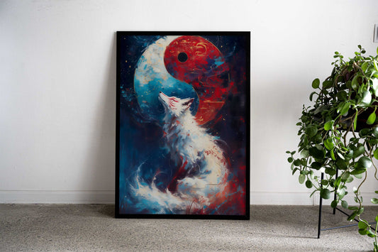 Kitsune Yin and Yang Asian Style Poster | Wall Art for Home & Office | High-Quality Print - High-Quality Visual Display
