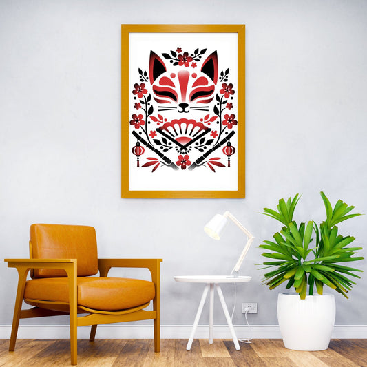 Kitsune floral symmetry Asian Style Poster | Wall Art for Home & Office | High-Quality Print - High-Quality Visual Display