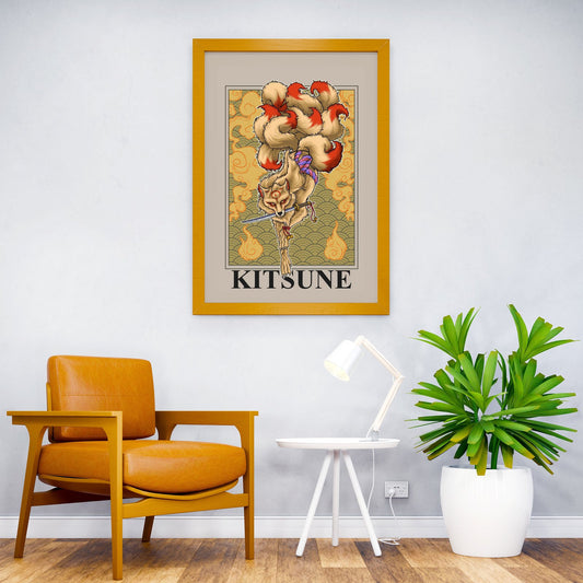 Kitsune with Nine Tails Asian Style Poster | Wall Art for Home & Office | High-Quality Print - High-Quality Visual Display