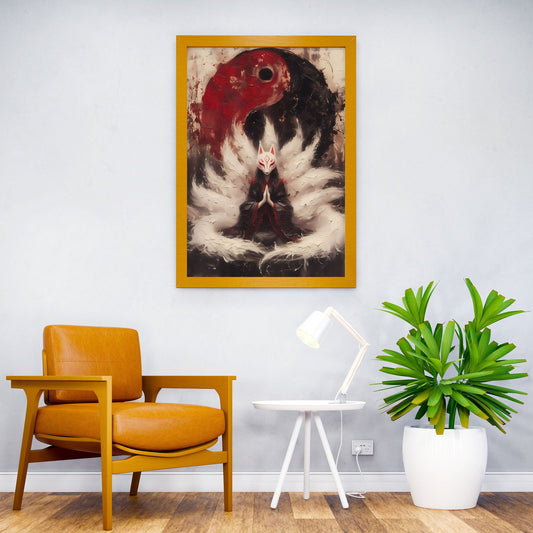 Kitsune with Yin Yang Asian Style Poster | Wall Art for Home & Office | High-Quality Print - High-Quality Visual Display