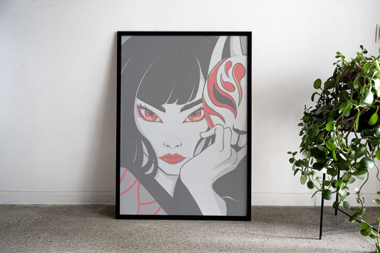 Kitsune woman Asian Style Poster | Wall Art for Home & Office | High-Quality Print - High-Quality Visual Display