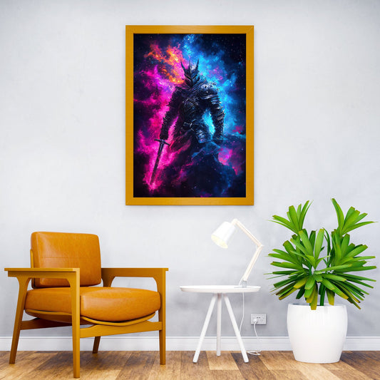 Knight in Cosmic Flames Asian Style Poster | Wall Art for Home & Office | High-Quality Print - High-Quality Visual Display