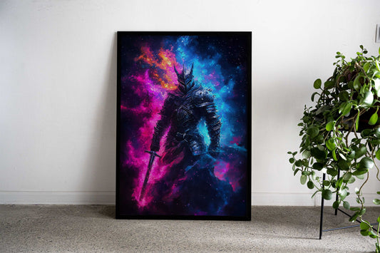 Knight in Cosmic Flames Asian Style Poster | Wall Art for Home & Office | High-Quality Print - High-Quality Visual Display