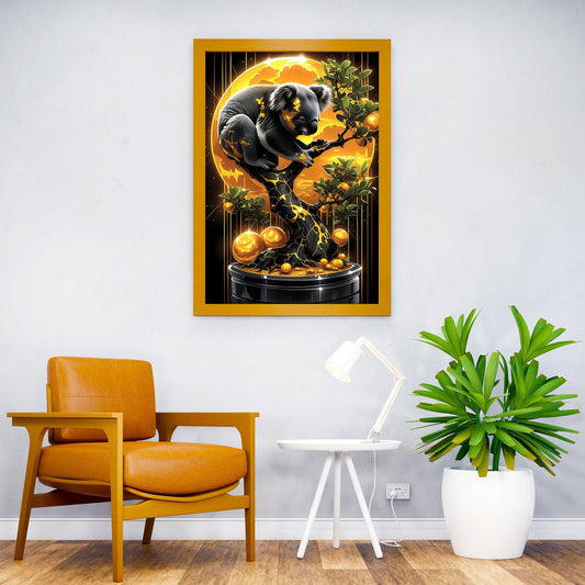 Koala Bonsai in Gold Asian Style Poster | Wall Art for Home & Office | High-Quality Print - High-Quality Visual Display
