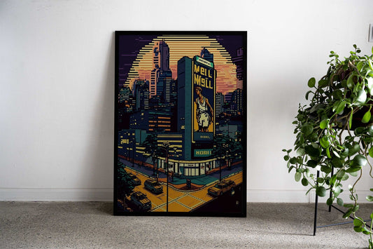 Kobe City Pixel Art Asian Style Poster | Wall Art for Home & Office | High-Quality Print - High-Quality Visual Display