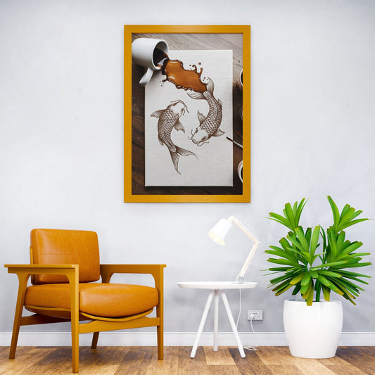 Koi Fish Coffee Asian Style Poster | Wall Art for Home & Office | High-Quality Print - High-Quality Visual Display