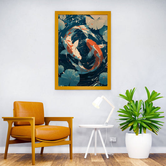 Koi Fish Dance Asian Style Poster | Wall Art for Home & Office | High-Quality Print - High-Quality Visual Display