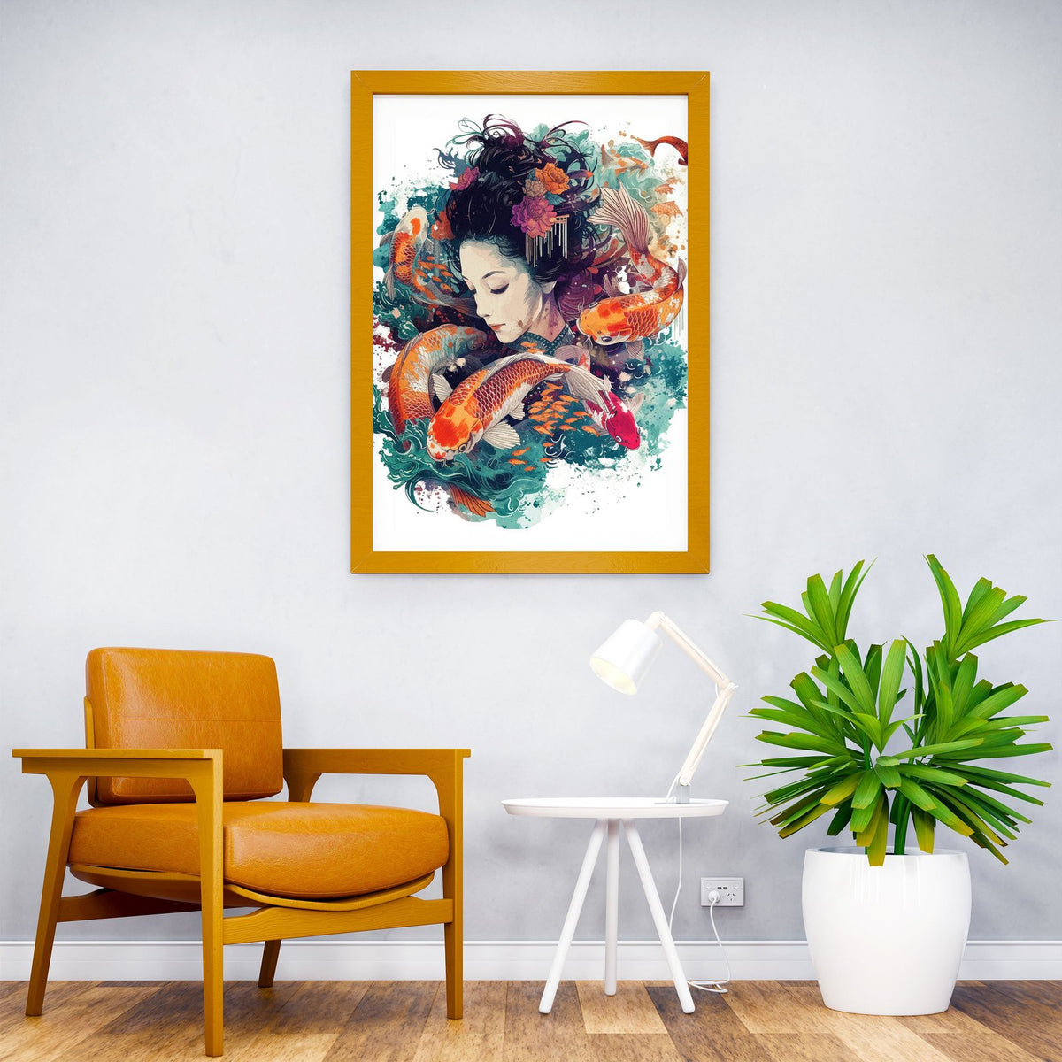 Koi Fish Geisha Japan Asian Style Poster | Wall Art for Home & Office | High-Quality Print - High-Quality Visual Display