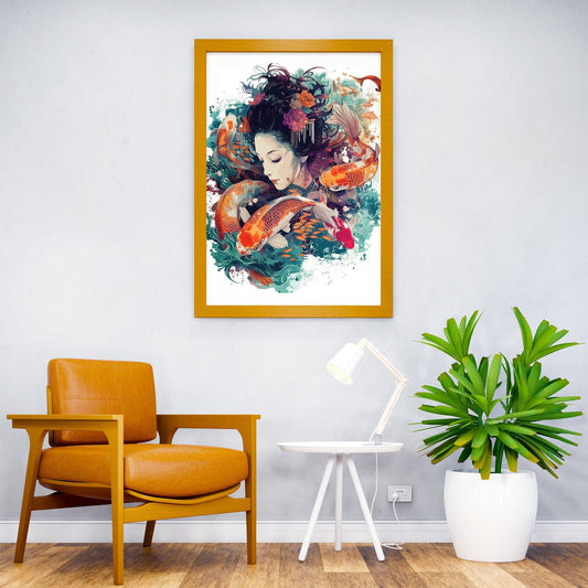 Koi Fish Geisha Japan Asian Style Poster | Wall Art for Home & Office | High-Quality Print - High-Quality Visual Display
