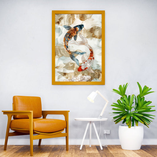 Koi Fish Gold Elegant Asian Style Poster | Wall Art for Home & Office | High-Quality Print - High-Quality Visual Display