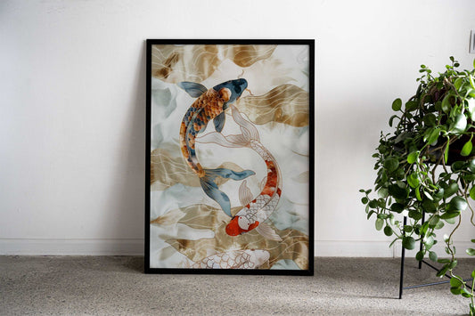 Koi Fish Gold Elegant Asian Style Poster | Wall Art for Home & Office | High-Quality Print - High-Quality Visual Display