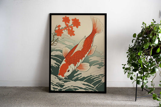 Koi Fish Japanese Painting Asian Style Poster | Wall Art for Home & Office | High-Quality Print - High-Quality Visual Display