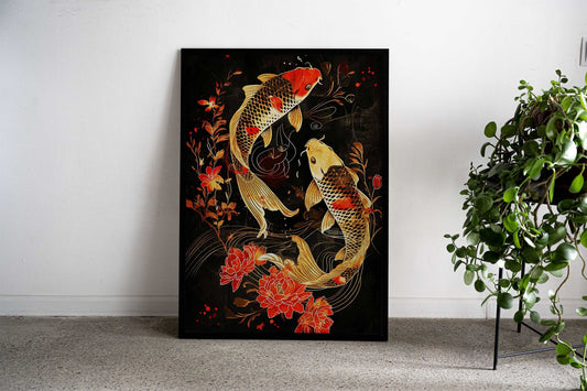 Koi Fish Japanese Asian Style Poster | Wall Art for Home & Office | High-Quality Print - High-Quality Visual Display