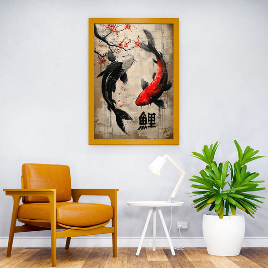 Koi Fish Painting Asian Style Poster | Wall Art for Home & Office | High-Quality Print - High-Quality Visual Display