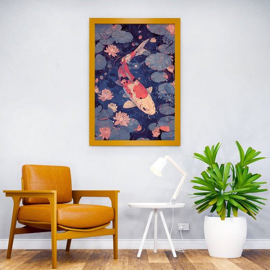 Koi Fish Pink Retro Asian Style Poster | Wall Art for Home & Office | High-Quality Print - High-Quality Visual Display