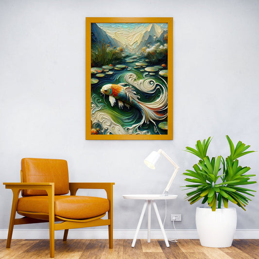 Koi Fish Pond Painting Asian Style Poster | Wall Art for Home & Office | High-Quality Print - High-Quality Visual Display