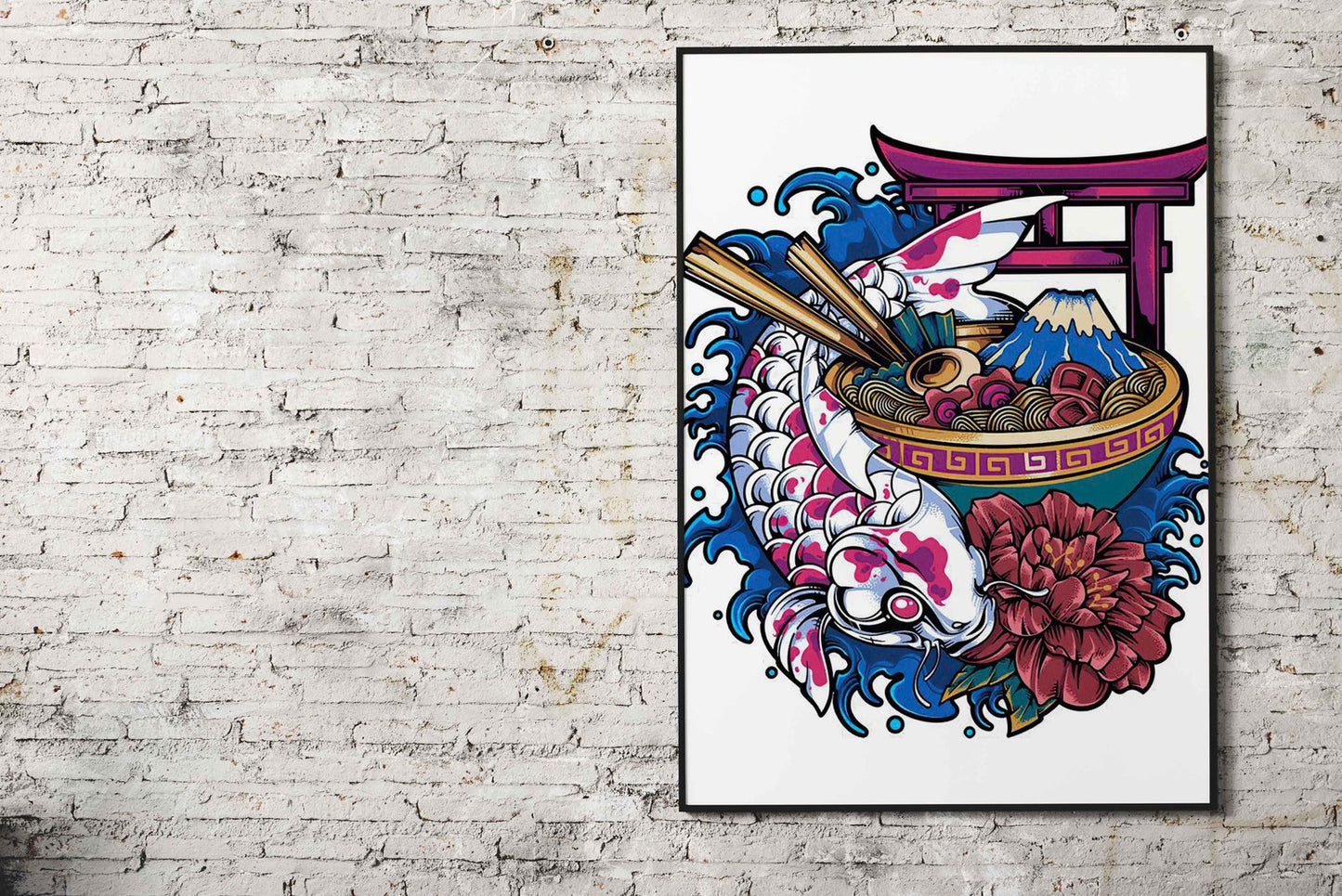 Koi Fish Ramen Bowl Asian Style Poster | Wall Art for Home & Office | High-Quality Print - High-Quality Visual Display