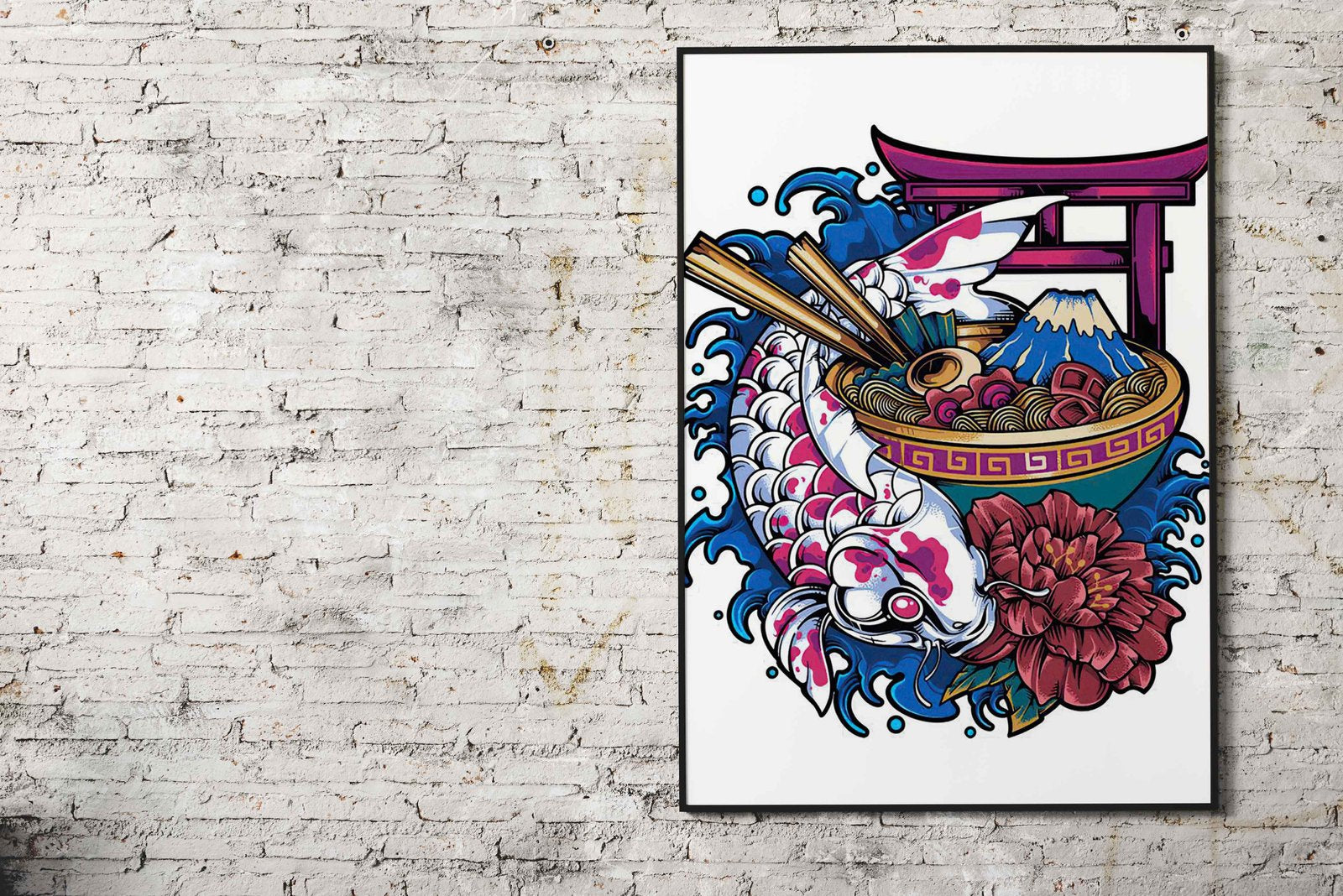 Koi Fish Ramen Bowl Asian Style Poster | Wall Art for Home & Office | High-Quality Print - High-Quality Visual Display