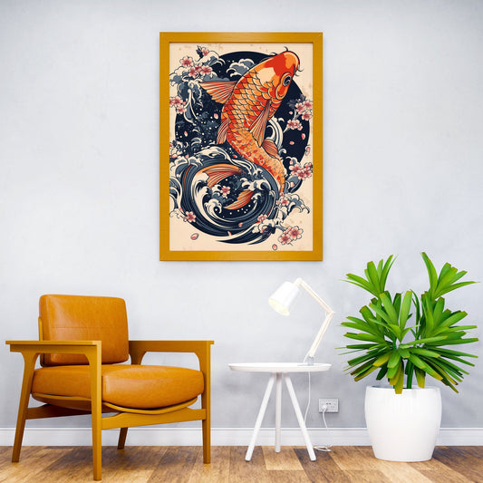 Koi Fish Tattoo Design Asian Style Poster | Wall Art for Home & Office | High-Quality Print - High-Quality Visual Display