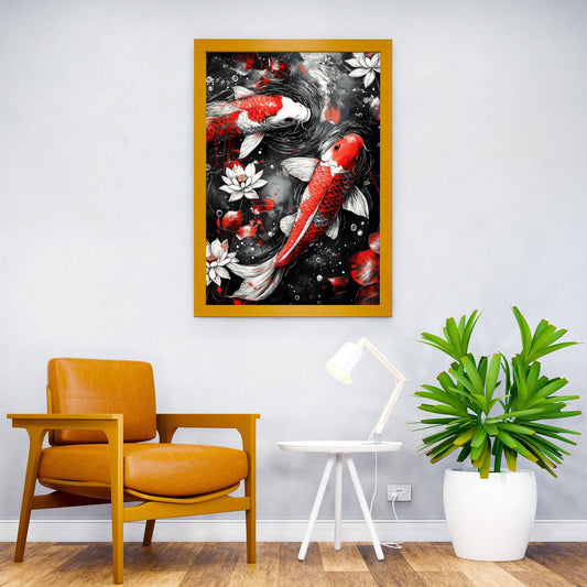 Koi Fish Watercolor Art Asian Style Poster | Wall Art for Home & Office | High-Quality Print - High-Quality Visual Display
