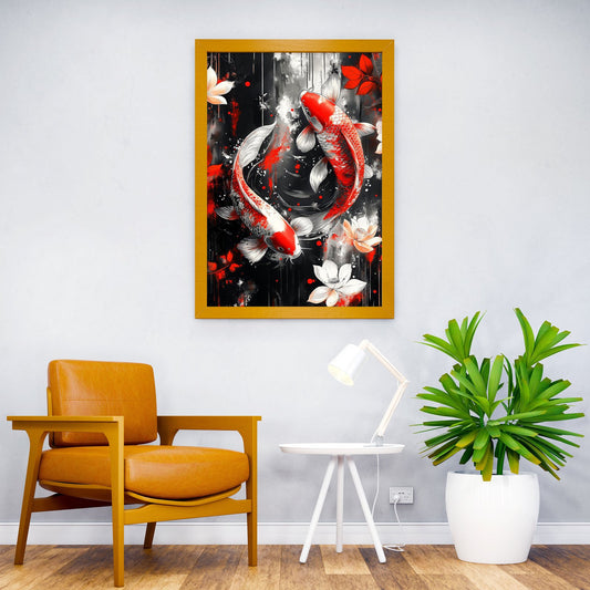 Koi Fish Watercolor balance Asian Style Poster | Wall Art for Home & Office | High-Quality Print - High-Quality Visual Display