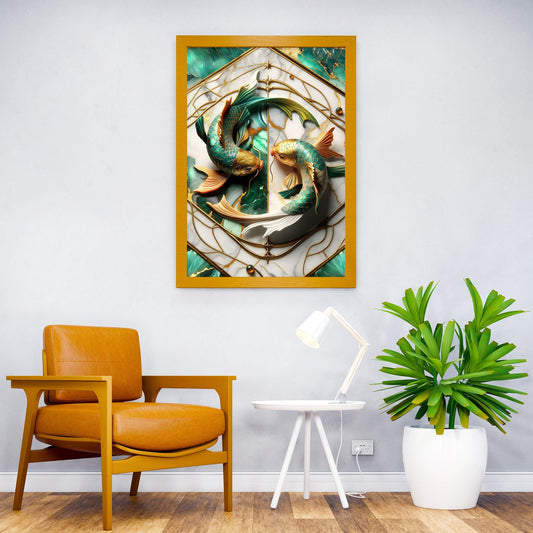 Koi Fish Yin Yang Kintsugi Asian Style Poster | Wall Art for Home & Office | High-Quality Print - High-Quality Visual Display