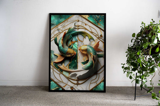 Koi Fish Yin Yang Kintsugi Asian Style Poster | Wall Art for Home & Office | High-Quality Print - High-Quality Visual Display