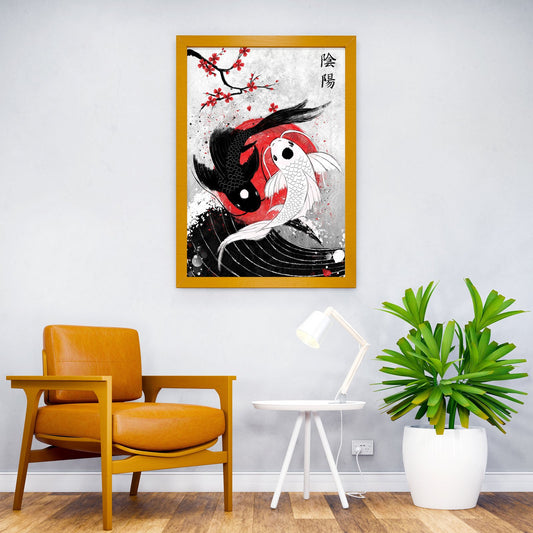 Koi Fish Yin Yang RubyArt Asian Style Poster | Wall Art for Home & Office | High-Quality Print - High-Quality Visual Display