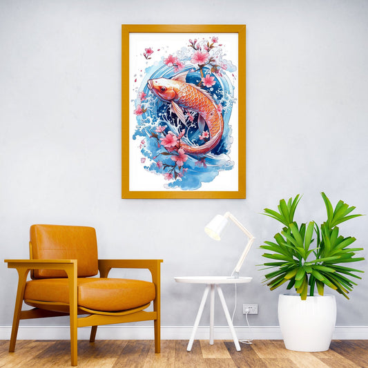 Koi Fish and Cherry Blossoms Asian Style Poster | Wall Art for Home & Office | High-Quality Print - High-Quality Visual Display