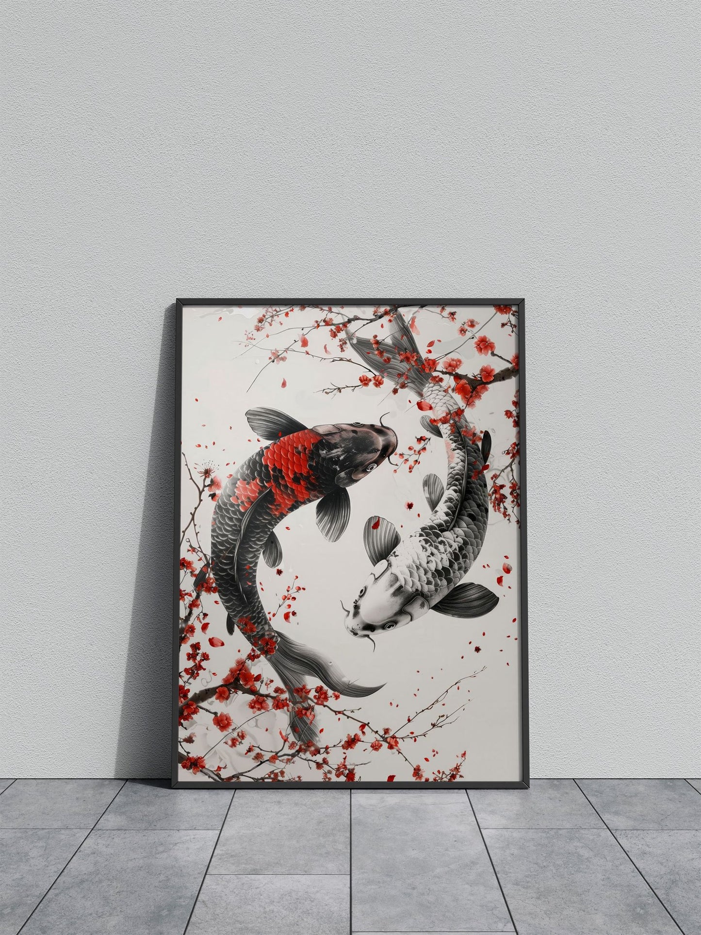 Koi Fish balance Cherry Blossoms Asian Style Poster | Wall Art for Home & Office | High-Quality Print - High-Quality Visual Display