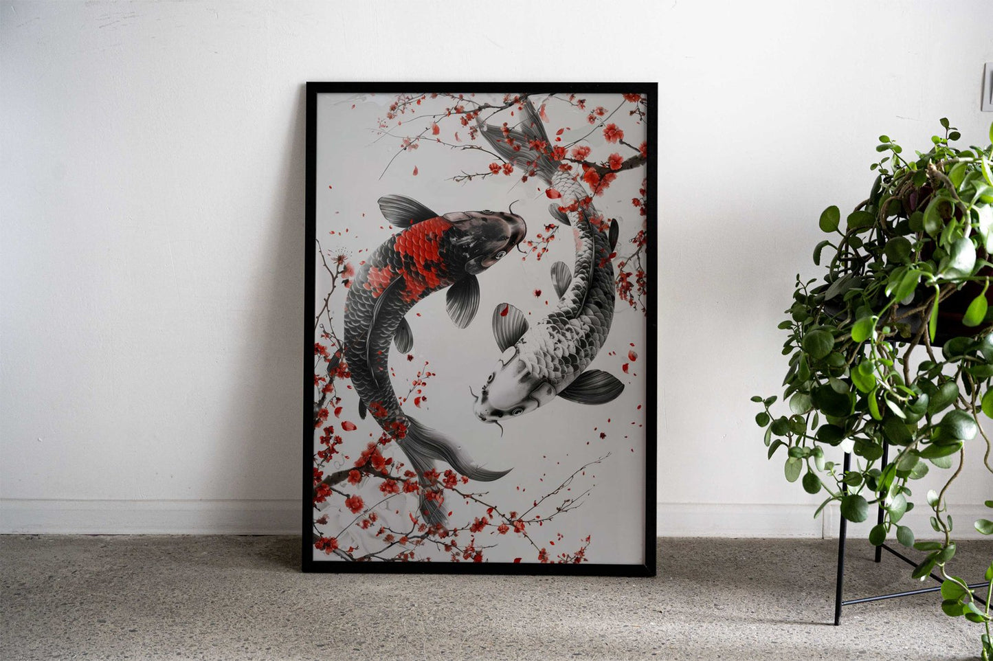 Koi Fish balance Cherry Blossoms Asian Style Poster | Wall Art for Home & Office | High-Quality Print - High-Quality Visual Display