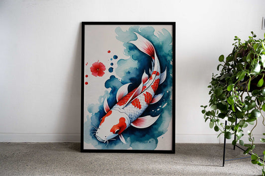 Koi Fish watercolor Asian Style Poster | Wall Art for Home & Office | High-Quality Print - High-Quality Visual Display
