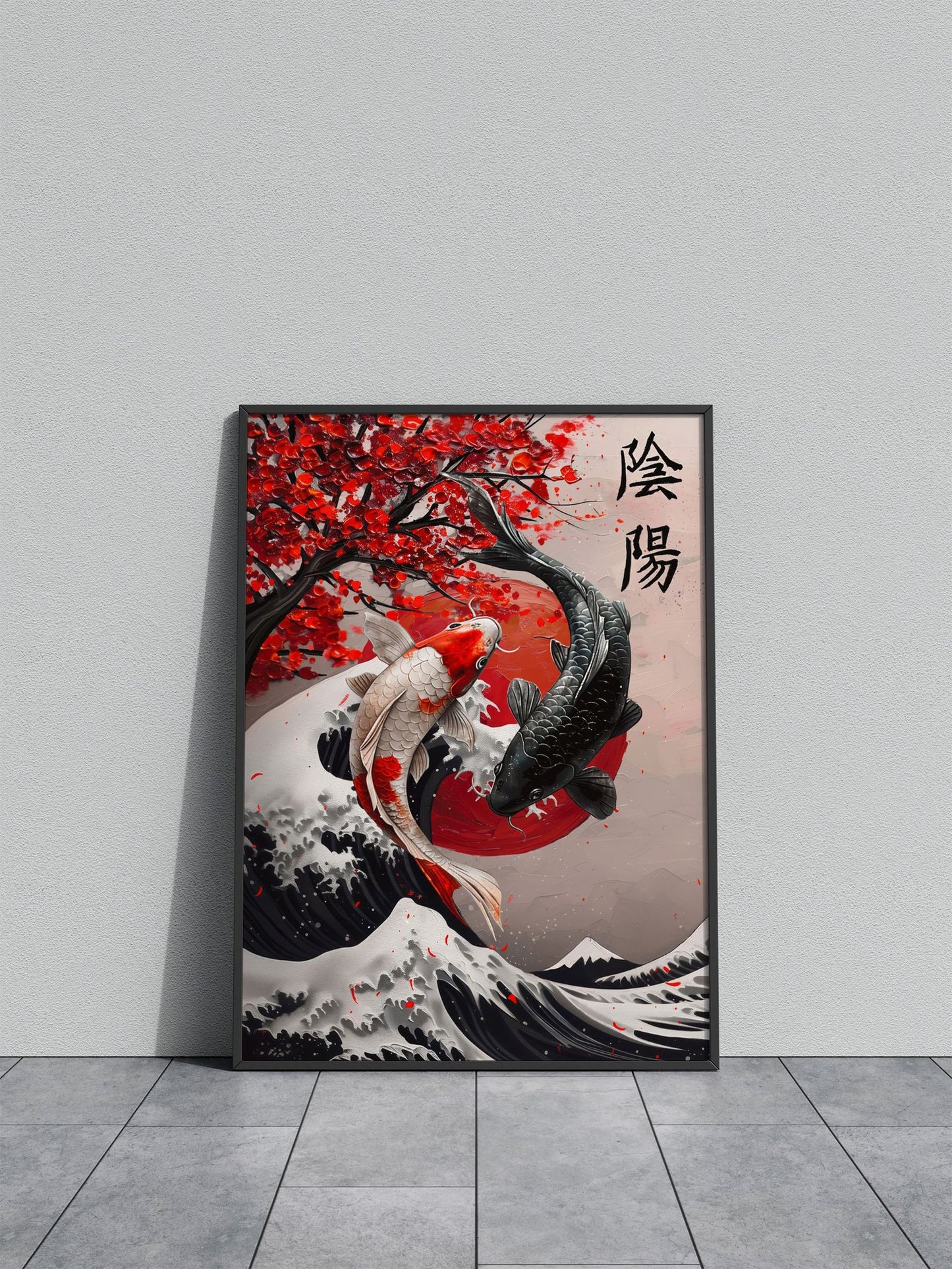 Koi Fish ying and yang oil painting Asian Style Poster | Wall Art for Home & Office | High-Quality Print - High-Quality Visual Display