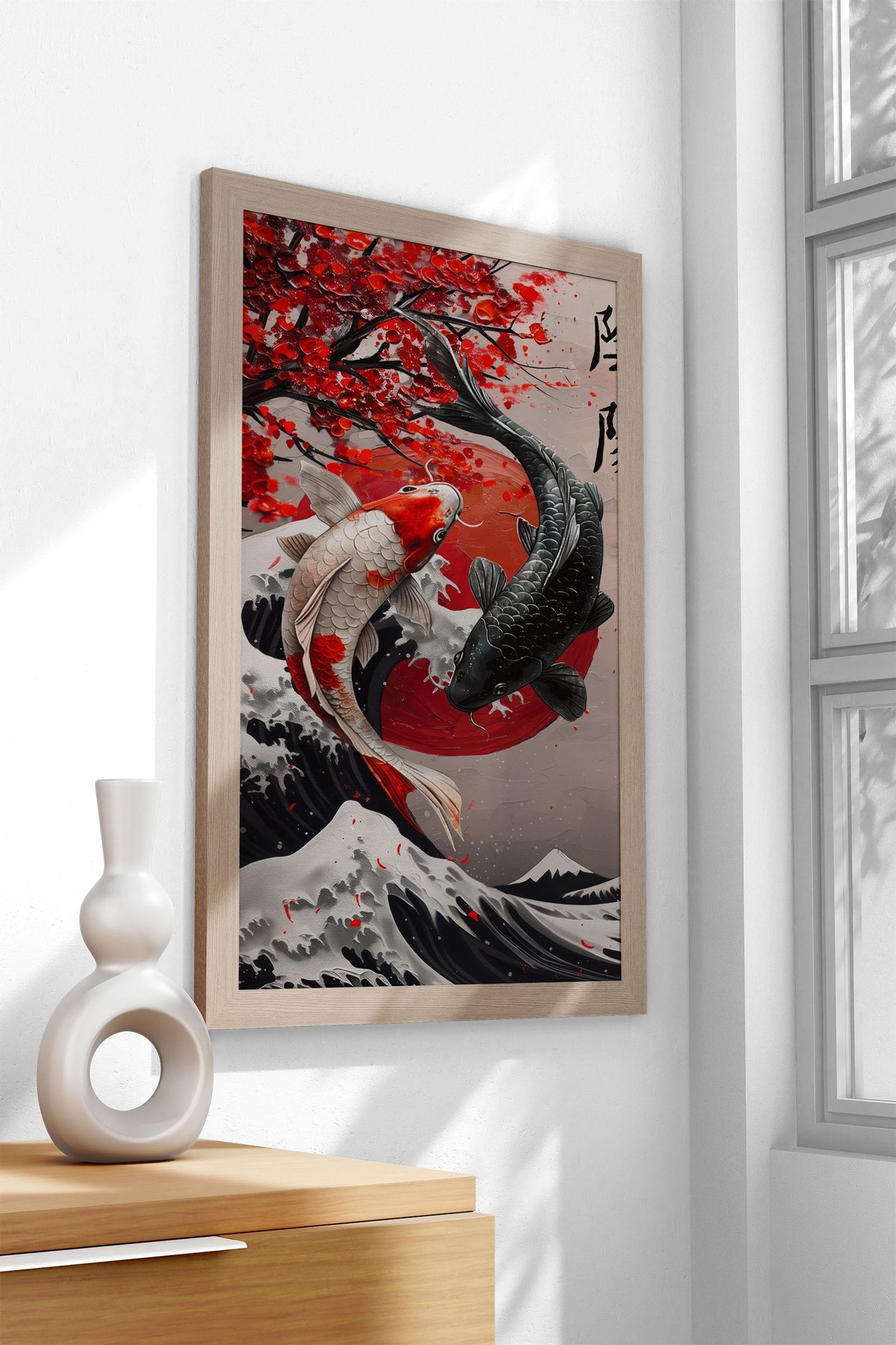 Koi Fish ying and yang oil painting Asian Style Poster | Wall Art for Home & Office | High-Quality Print - High-Quality Visual Display