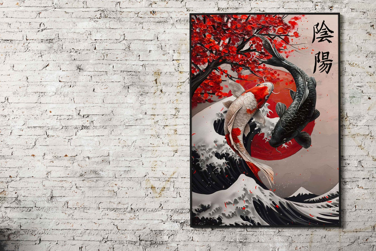 Koi Fish ying and yang oil painting Asian Style Poster | Wall Art for Home & Office | High-Quality Print - High-Quality Visual Display