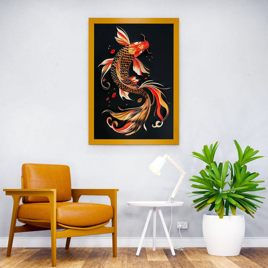 Koi Gold Asian Style Poster | Wall Art for Home & Office | High-Quality Print - High-Quality Visual Display