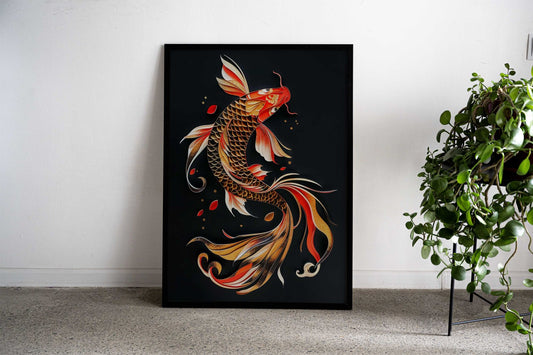 Koi Gold Asian Style Poster | Wall Art for Home & Office | High-Quality Print - High-Quality Visual Display