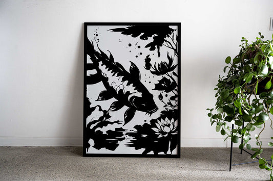 Koi Lotus Asian Style Poster | Wall Art for Home & Office | High-Quality Print - High-Quality Visual Display