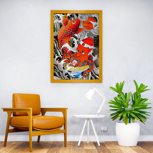 Koi Octopus Ramen Asian Style Poster | Wall Art for Home & Office | High-Quality Print - High-Quality Visual Display