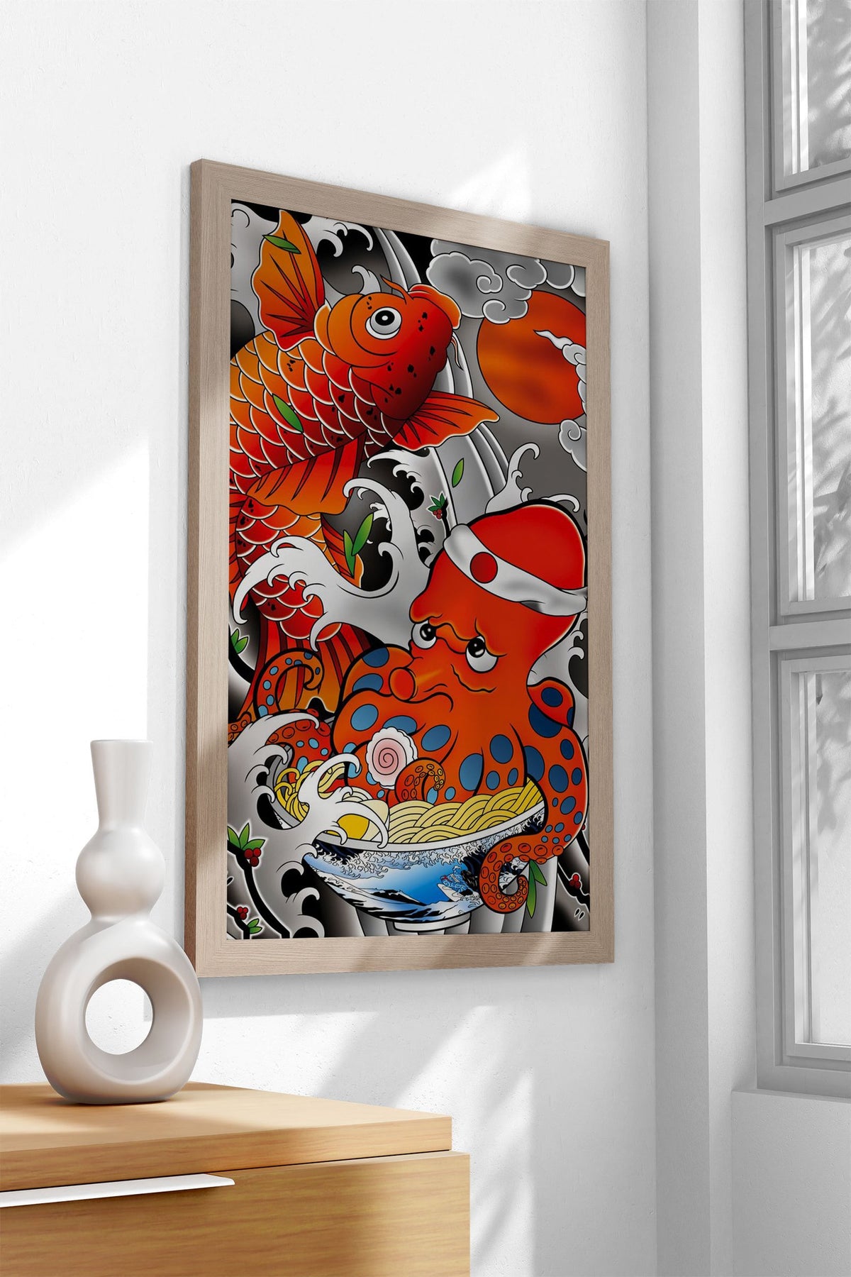 Koi Octopus Ramen Asian Style Poster | Wall Art for Home & Office | High-Quality Print - High-Quality Visual Display