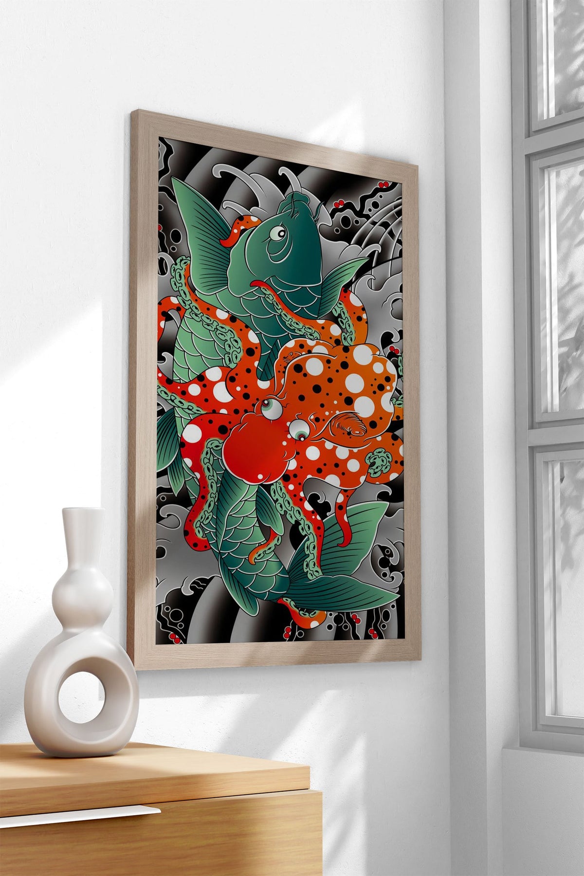 Koi Octopus Asian Style Poster | Wall Art for Home & Office | High-Quality Print - High-Quality Visual Display