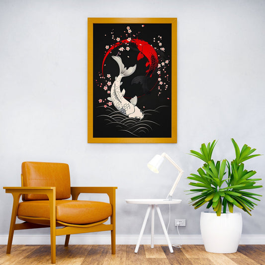Koi fish and Cherry Blosso Asian Style Poster | Wall Art for Home & Office | High-Quality Print - High-Quality Visual Display