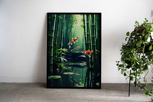 Koi fish jumping Asian Style Poster | Wall Art for Home & Office | High-Quality Print - High-Quality Visual Display