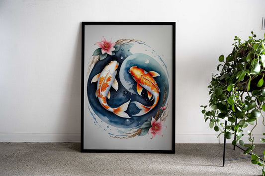 Koi fish yin yang 3 Asian Style Poster | Wall Art for Home & Office | High-Quality Print - High-Quality Visual Display
