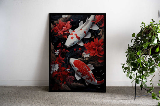 Koi fish ying yang Asian Style Poster | Wall Art for Home & Office | High-Quality Print - High-Quality Visual Display