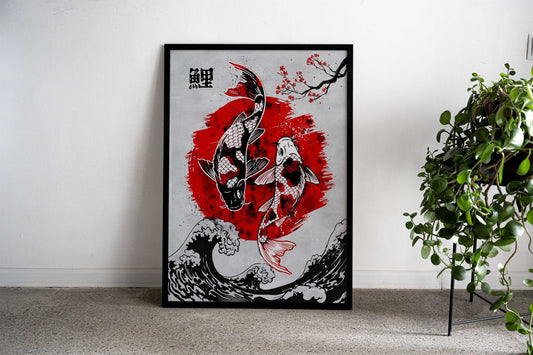 Koi Asian Style Poster | Wall Art for Home & Office | High-Quality Print - High-Quality Visual Display