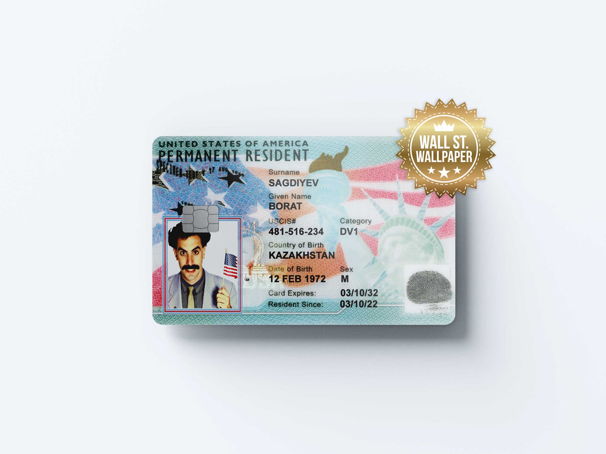 Borat ID - Premium Vinyl Credit Card Skin Cover by Wonderwallsboutique